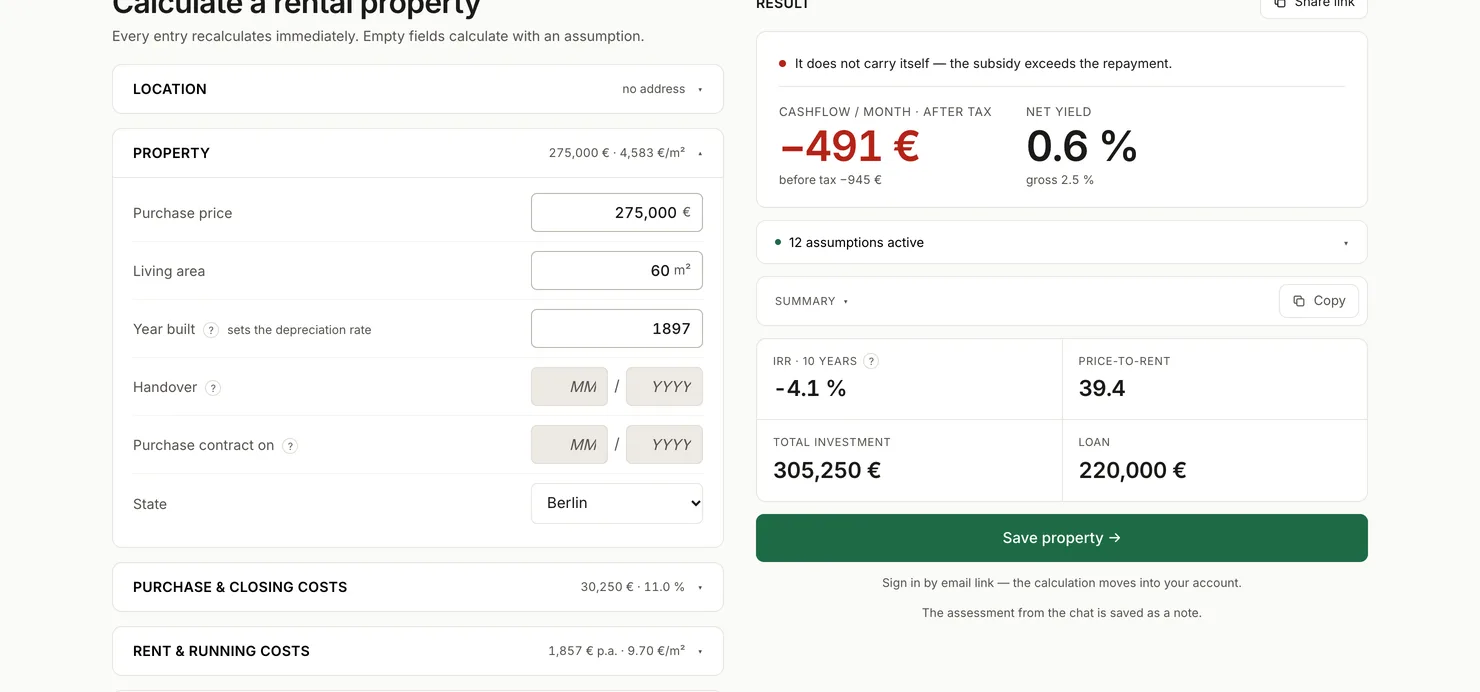 The calculator as the link opens it.